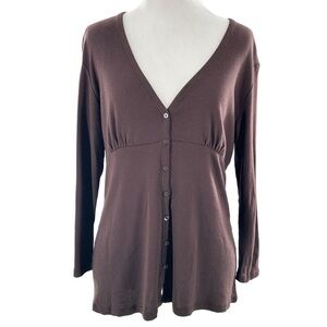 Talbots sweater size S brown 55% Pima cotton v-neck cardigan vintage y2k 2000s